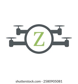 Drone Logo combine with letter Z vector template