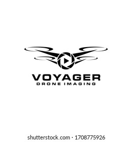 Drone Logo Design With Camera Shutter And Play Button Icon. Clean, modern and professional drone logo for your business or hobby project.