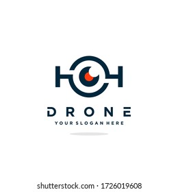 Drone logo design concept Premium Vector