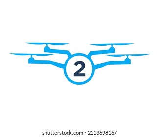 Diseño De Logotipo Drone En El Concepto De Letra 2. Plantilla de vectores de drones fotográficos