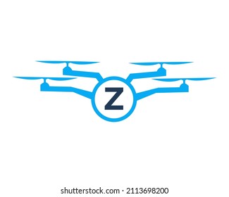Drone Logo Design On Letter Z Concept. Photography Drone Vector Template