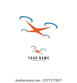 Diseño del logo de drones vector de estilo simple