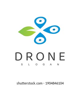 Drone logo Design Template, Farming Drone, Nature Aerial Logo