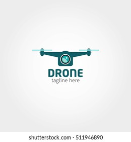 Drone logo Design template. Flat Style. Vector Illustration