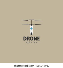 Drone logo Design template. Flat Style. Vector Illustration