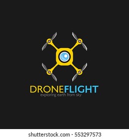 Drone logo Design template. Vector Illustration with Flat Style.