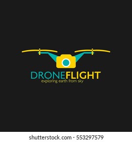 Drone logo Design template. Vector Illustration with Flat Style.
