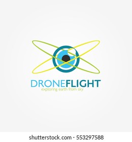 Drone logo Design template. Vector Illustration with Flat Style.