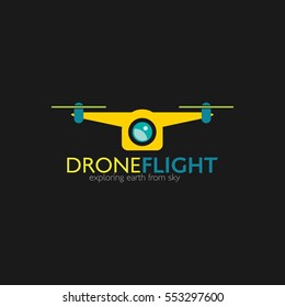 Drone logo Design template. Vector Illustration with Flat Style.