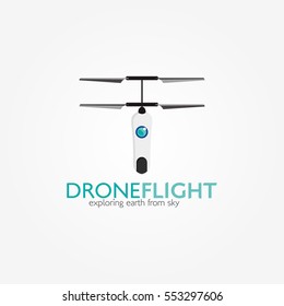 Drone logo Design template. Vector Illustration with Flat Style.
