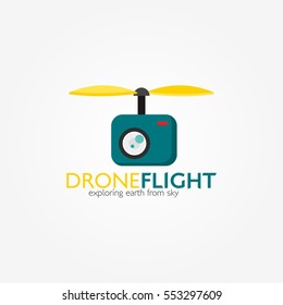 Drone logo Design template. Vector Illustration with Flat Style.