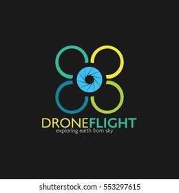 Drone logo Design template. Vector Illustration with Flat Style.