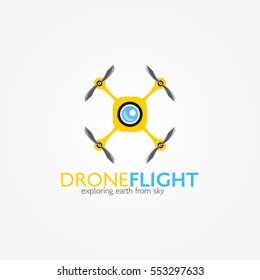 Drone logo Design template. Vector Illustration with Flat Style.