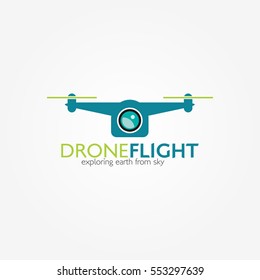 Drone logo Design template. Vector Illustration with Flat Style.