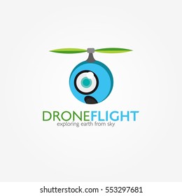 Drone logo Design template. Vector Illustration with Flat Style.