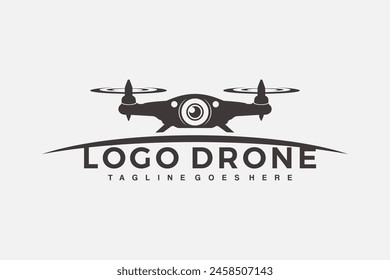 diseño del logotipo del dron utilizable para el servicio del dron y las etiquetas, insignias y Elementos de diseño de los accesorios. Ilustración vectorial