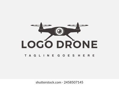 drone logo design usable for drone service and accessories labels, badges and design elements. Vector Illustration