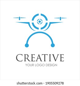 ilustración vectorial de diseño de logotipo drone