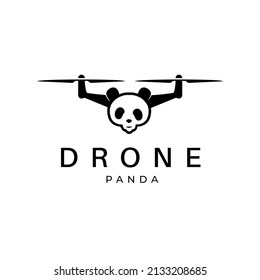 Drone Logo Design Vector Template Panda head illustration