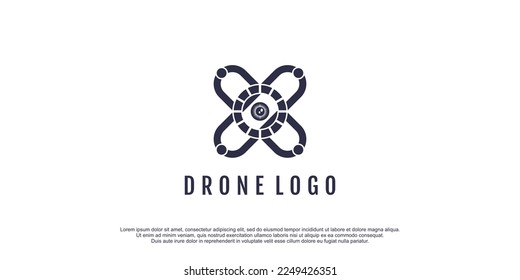 Drone logo with eye element design icon vector illustration
