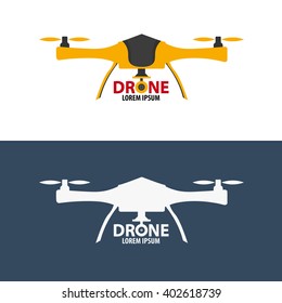 Drone logo. Flat design. Quadrocopter store