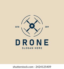 tecnología de diseño minimalista de mosca con logotipo drone, diseño de ilustración vectorial