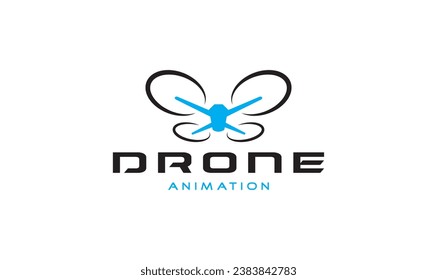 Drone logo, Flying drone logo with perspective, flat design logo template, vector illustration drone logo.