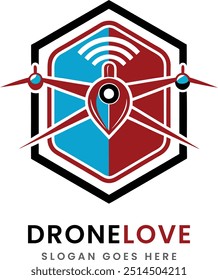 Drohnen-Logo-Icon-Design fertig Probe Idee Vorlage 