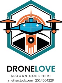 Diseño de icono de logotipo de drone hecho Plantilla de idea de muestra 