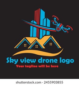 Drone logo identity with building estate company logo.