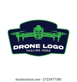 Drone logo illustration in badge design style
