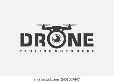 logo de drone aislado sobre fondo blanco y negro. Conjunto de servicio de drones y accesorios de etiquetas, insignias y Elementos de diseño. Ilustración vectorial