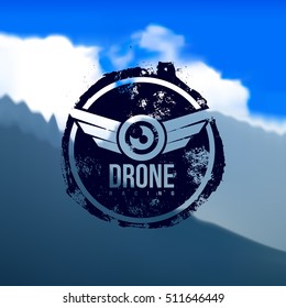 drone logo isolated on white background. Vector illustration