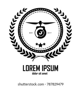 Drone logo with laurel wreath