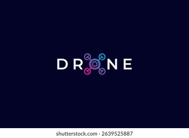 Drone Logo, Letter O with drone combination in text Drone typography logo, vector illustration