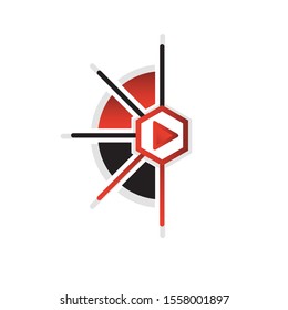 Drone logo with play button isolated on white background
