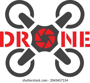 Vector de diseño de plantillas de logotipo de drones, Emblem, Concepto de diseño, símbolo creativo, icono. Servicio de fotografía por drones y videografía y etiquetas de accesorios, insignias y elementos de diseño. Ilustración vectorial