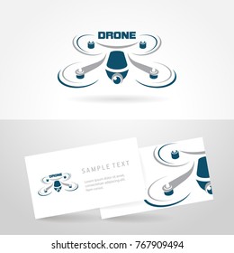 Drone logo template icon stylized vector symbol and business card