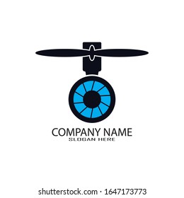 Drone logo template vector icon. photography drone vector. quadcopter vector icon