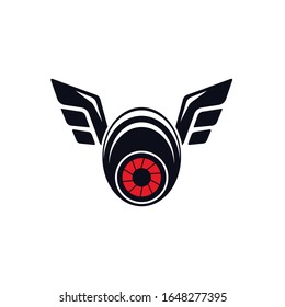 Icono vectorial de plantilla de logotipo de drones. vector de drones fotográficos. icono de cuarcopter vectorial