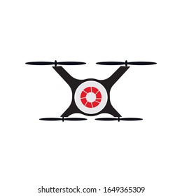 Icono vectorial de plantilla de logotipo de drones. vector de drones fotográficos. icono de cuarcopter vectorial