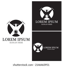 Drone logo vector icon design illustration
