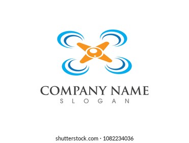 Drone logo vector icon template