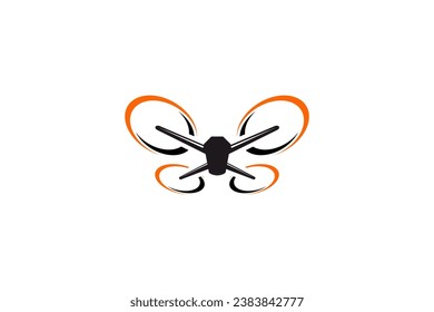 Drone logo,minimalist flying drone logo with perspective, flat design logo template, vector illustration drone logo fly logo technology tec