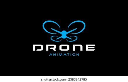Drone logo,minimalist flying drone logo with perspective, flat design logo template, vector illustration drone logo fly logo technology tec