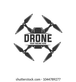 drone logos, badges, emblems and design elements. Quadrocopter store. Drone logo in white background / white isolated