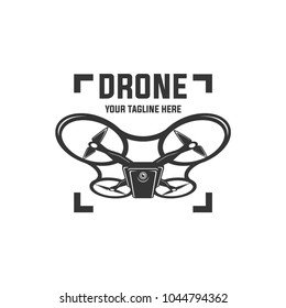 drone logos, badges, emblems and design elements. Quadrocopter store. Drone logo in white background / white isolated
