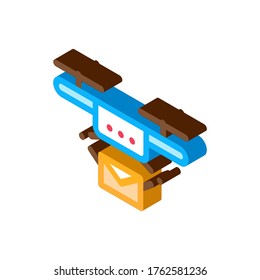 Drone Mail Delivery Postal Transportation Company Icon Vector isometric sign. color isolated symbol illustration