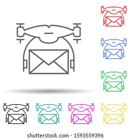 drone with mail multi color style icon. Simple thin line, outline vector of drones icons for ui and ux, website or mobile application