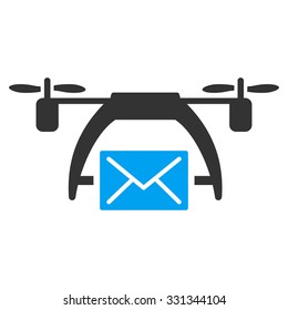 Drone Mail vector icon. Style is flat symbol, rounded angles, white background.